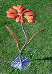 Stele aus Holz, Moto Wood Art, Art Deko, Holzblume, Birne auf Edelstahl, ca 120 cm 